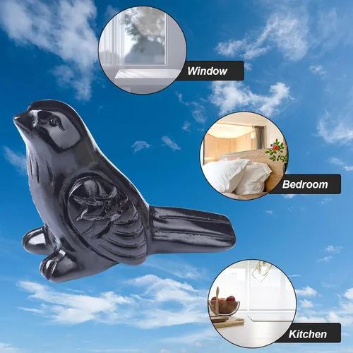 Miniatura 4 de Figura de pájaro de cristal de obsidiana negra tallada a mano, escultura de animal pulida de 2.4 pulgadas, piedra curativa, decoración de escritorio