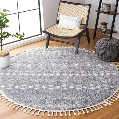 Miniatura 21 de SAFAVIEH Berber Fringe Shag Collection - Alfombra decorativa de 2 pies 2 pulgadas x 4 pies, color crema y gris oscuro, diseño que no desprende