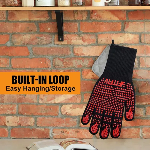 Miniatura 7 de Guantes para barbacoa, guantes para horno, 1472°F resistentes al calor, guantes de silicona antideslizantes para horno, cocina para cocinar, asar a
