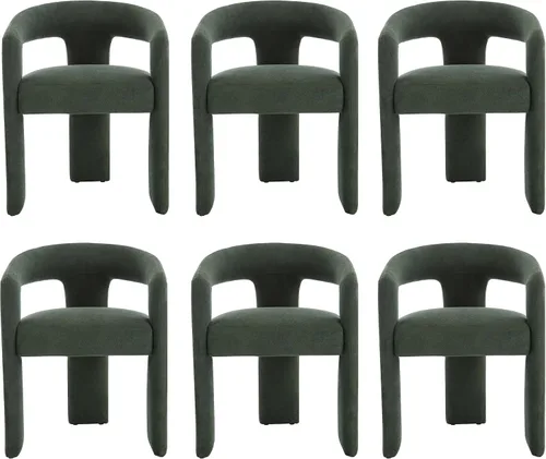 Miniatura 12 de Modern Boucle - Juego de 2 sillas de comedor tapizadas con diseño de barril con brazo, cómodas sillas laterales para cocina, comedor, recepción