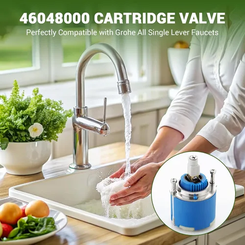 Miniatura 2 de Reemplazo del cartucho de grifo compatible con Grohe 46048000 Cartucho de cerámica de válvula mezcladora de una sola manija