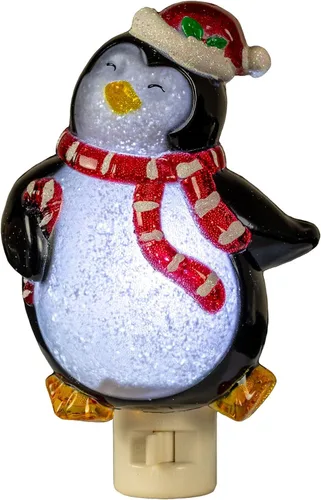 Miniatura 8 de Novelty Lights Lámpara LED copo de nieve blanco puro decoración de Navidad luz nocturna con enchufe giratorio