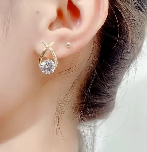 Miniatura 5 de Pendientes de tuerca de cristal con forma de lágrima de cola de pez en forma de lágrima. Regalo de cumpleaños para mujeres y niñas