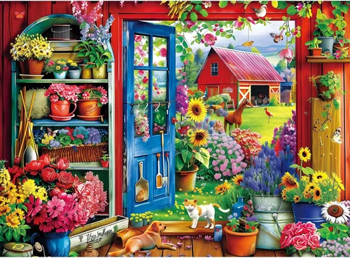 Miniatura 10 de Rompecabezas de 300 piezas para adultos Rompecabezas de piezas grandes de flores coloridas Rompecabezas de cartón reciclado de 300 piezas