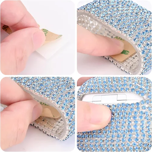 Miniatura 7 de Newseego Funda para AirPods de 1 y 2 generación, funda de lujo con diamantes de imitación brillantes con llavero para mujeres y niñas, anti-pérdida