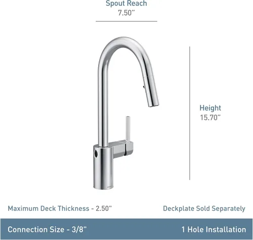 Miniatura 5 de Moen Align Grifo de cocina Motionsense Wave con un solo sensor sin contacto, de un mango de arco alto moderno con acoplamiento de reflejo