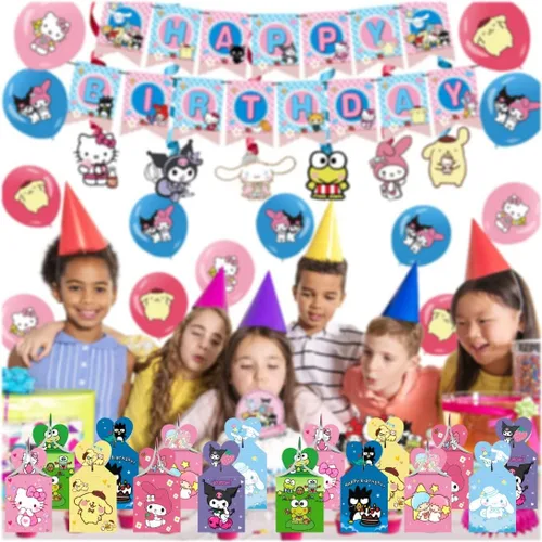 Miniatura 6 de ARHAVI 12 cajas de regalo para fiesta de cumpleaños de niños, Kuromi y mi melodía, Keroppi, pompompurina, Badtz, suministros de decoración de fiesta