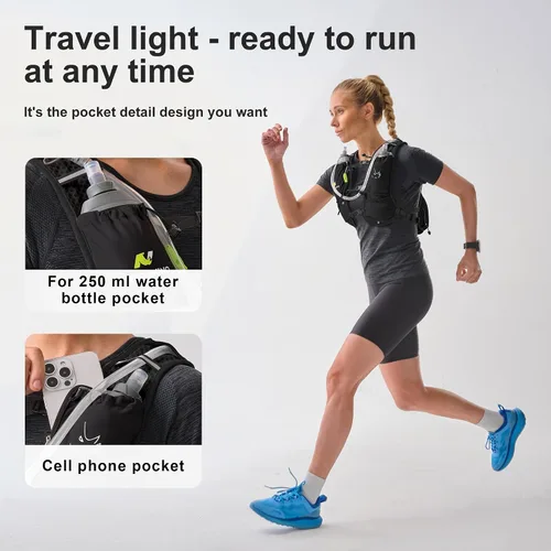 Miniatura 2 de N NEVO RHINO Chaleco para correr, chaleco de agua para correr de hidratación, 5.5 L, con bolsa de agua de 1.5 L, mochila de hidratación ligera