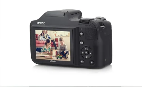 Miniatura 2 de Minolta Cámara digital con Wi-Fi de 20 megapíxeles con zoom óptico de 35x, video HD de 1080p y LCD de 3 pulgadas, negro (MN35Z-BK)