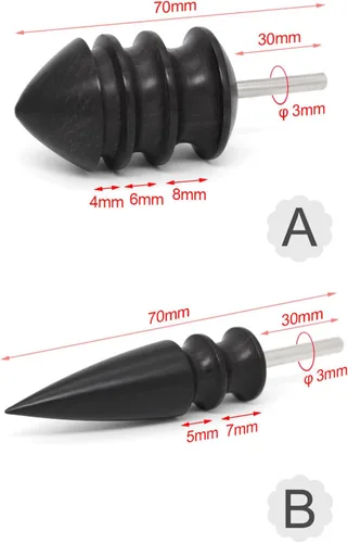 Miniatura 2 de Juego de 2 herramientas de pulido de cuero, barras pulidas de madera de ébano negro, bruñidor de cuero de madera de ébano, juegos de bruñidor