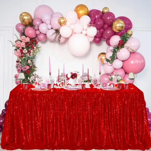 Miniatura 31 de Manteles redondos de lentejuelas negros para fiestas, de 121,9 cm, mantel redondo de purpurina ajustado, pequeño, lindo y dulce, para boda