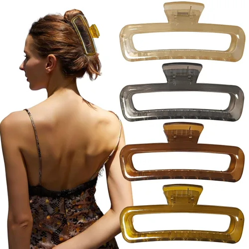 Miniatura 10 de Pinzas para el cabello de 5 pulgadas, irrompibles, cuadradas, rectangulares, color neutro, para cabello grueso y rizado, largo, para mujeres, A 5