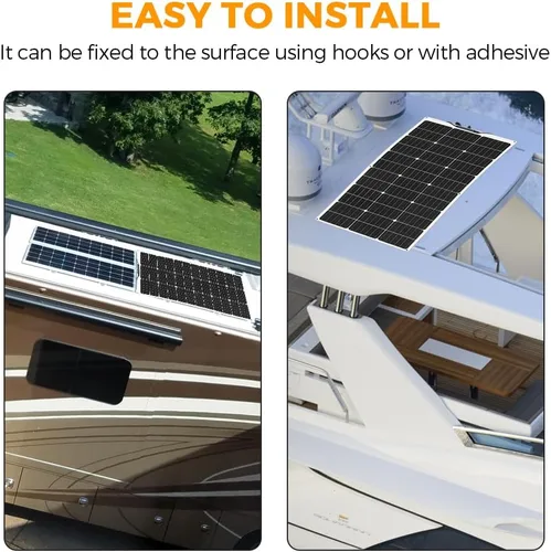 Miniatura 5 de XINPUGUANG Kit de sistema de panel solar de 12 V 200 W, panel solar flexible de 100 W, cargador de batería monocristalino con cable de extensión