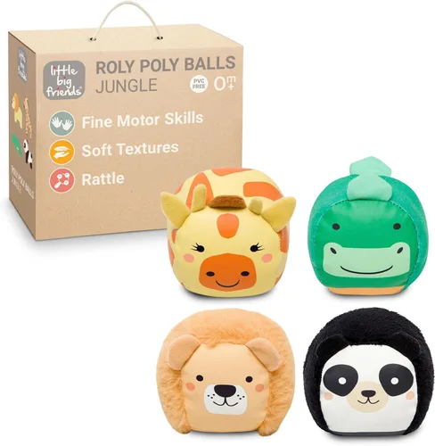 Miniatura 7 de Little Big Friends Roly Poly Balls Juguete sensorial de sonajero para bebé, juego de 4 Tema Granja