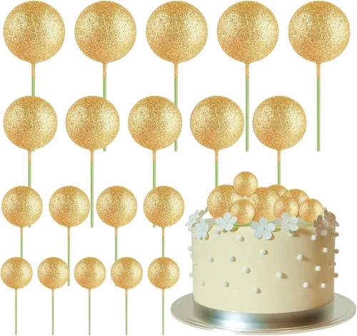 Miniatura 21 de ASTARON 20 piezas de decoración de bolas para pastel, mini globos, decoración de pastel con palos, bolas de pastel plateadas para graduación, boda