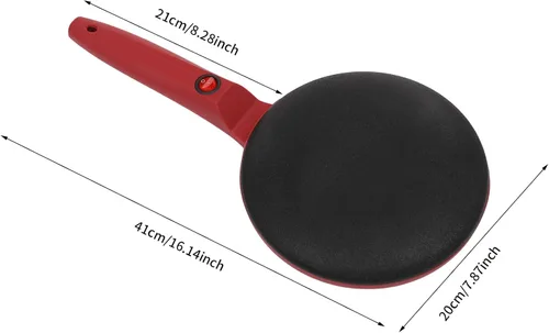 Miniatura 5 de Crepera Electrica - Máquina eléctrica para crepes de 8 pulgadas, sartén antiadherente portátil roja con asa y bandeja extraíble, Crepera Electrica