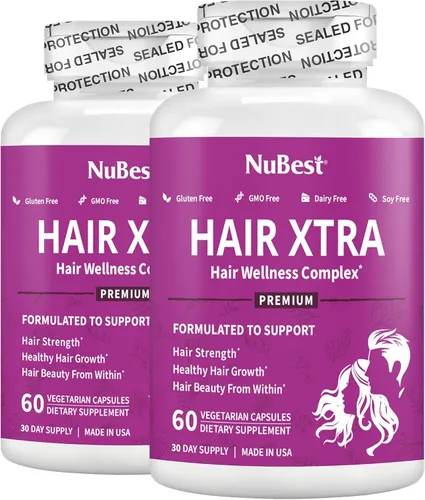 Miniatura 8 de NuBest Hair Xtra Vitaminas para el crecimiento del cabello para mujeres y hombres, biotina 3000 mcg Suplemento capilar con MSM, zinc, vitaminas B