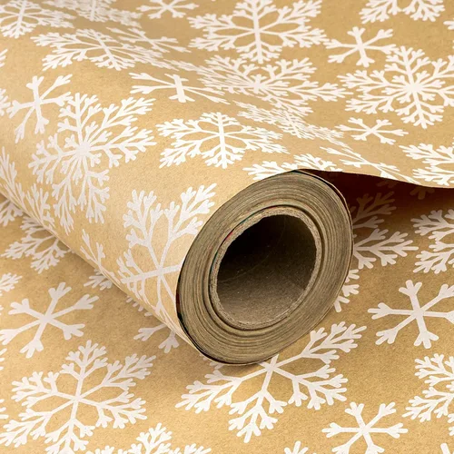 Miniatura 10 de RUSPEPA - Papel de envolver de Navidad, rollo jumbo de papel kraft - diseño de animales navideños para envolver regalos de fiestas - 30 pulgadas x
