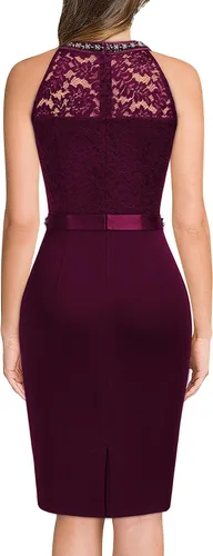 Miniatura 2 de Miusol Vestido de cóctel sin mangas con cuello halter y encaje floral retro para mujer