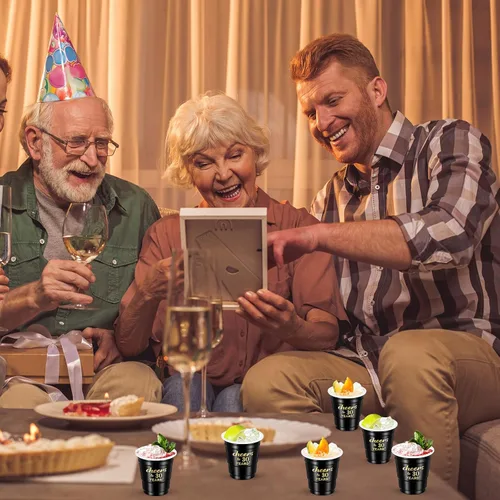 Miniatura 5 de 100 vasos desechables de plástico transparente para cumpleaños de 30 años de 30 años, de 2 onzas, para hombres y mujeres, para aniversario, fiesta