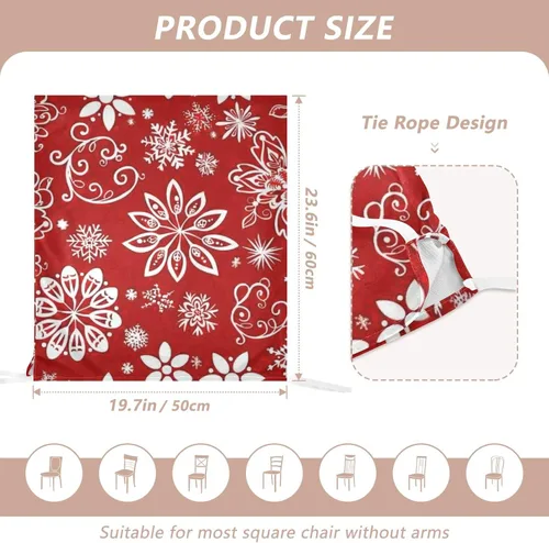 Miniatura 3 de Christmas Red Floral Snowflake Decorative Chair Back Covers for Dining Room Washable Office Chair Covers cobertores para sillas de comedor Set of 6