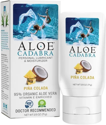 Aloe Cadabra Lubricante personal con sabor e hidratante vaginal, lubricante orgánico de aloe comestible para hombres, mujeres y parejas, no mancha,