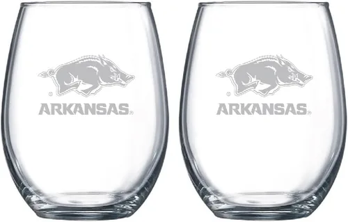 Miniatura 40 de RFSJ Juego de 2 copas de vino o bebidas con logotipo de Satin Frost (Harvard)