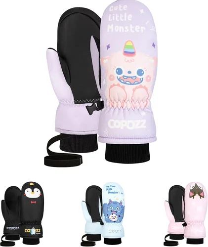 Miniatura 7 de COPOZZ Guantes de esquí para niños, 3M Thinsulate con aislamiento térmico para niños, guantes de nieve resistentes al viento y cálidos guantes
