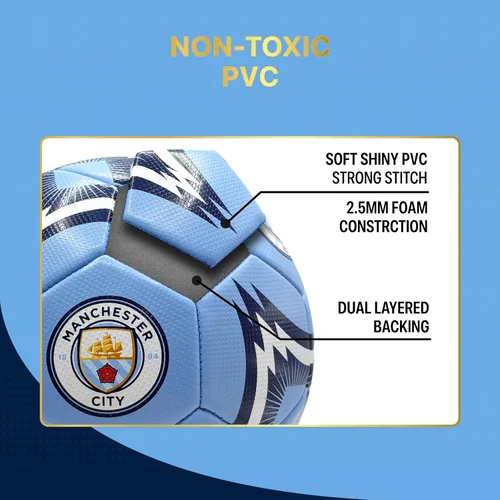 Miniatura 5 de Icon Sports Balón de fútbol oficial del Manchester City FC, MC154BLT, color blanco, talla 3