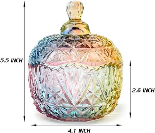 Miniatura 2 de Frasco de vidrio para caramelos de Navidad con relieve de lujo, con tapas, para joyas, tarros de caja de joyería small crown