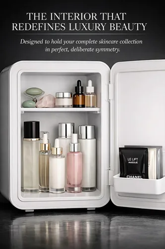Miniatura 7 de Refrigerador LED Mirror para el cuidado de la piel (4 litros/6 latas) Mini refrigerador de belleza y maquillaje con enfriamiento y calentamiento