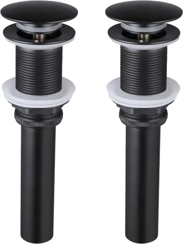 Miniatura 19 de KES Desagüe para lavabo con rebosadero, tapón emergente negro mate, paquete de 2 unidades para lavabo de tocador, tapón de drenaje de metal total