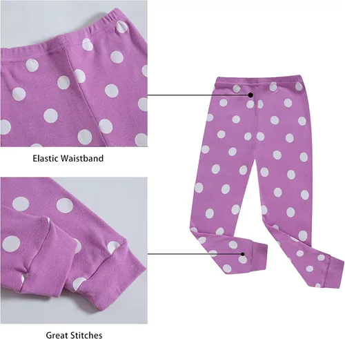 Miniatura 6 de KikizYe Conjunto de pijamas de manga larga para niñas pequeñas, 100% algodón