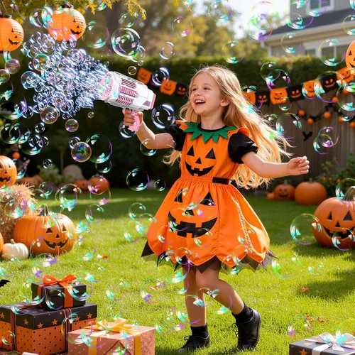 Miniatura 4 de Ametralladora de burbujas para niños, pistola de burbujas con luces coloridas y miles de burbujas, juguete al aire libre, fiesta de cumpleaños