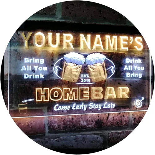 Miniatura 13 de Letrero luminoso Custom Home Bar Beer de neón; personalizado con nombre Blanco