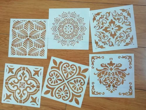 Juego de 6 plantillas reutilizables de mandala (6 x 6 pulgadas), plantillas de pintura cortadas con láser para decoración de bricolaje, pintura
