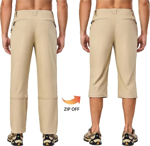 Miniatura 8 de Little Donkey Andy Pantalones elásticos convertibles para hombre, con cremallera, ligeros, de secado rápido, para senderismo, pesca, viajes