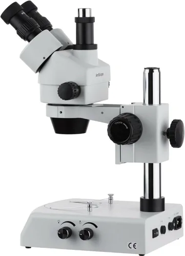 Miniatura 2 de AmScope Microscopio de zoom estéreo trinocular profesional SM-2T, oculares WH10x, aumento 7X-45X, objetivo de zoom 0.7X-4.5X, iluminación halógena