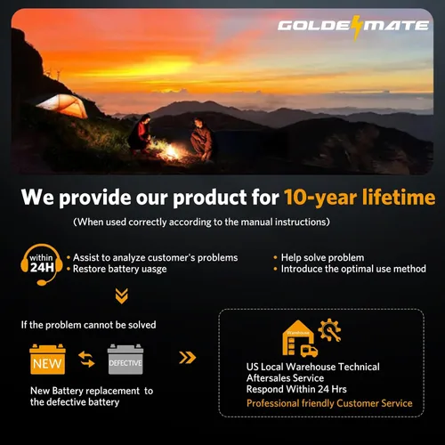 Miniatura 7 de GOLDENMATE Batería de litio LiFePO4 de 12 V 200 Ah, batería recargable de hasta 15000 ciclos, BMS integrado, máximo 2560 Wh, perfecta para RV