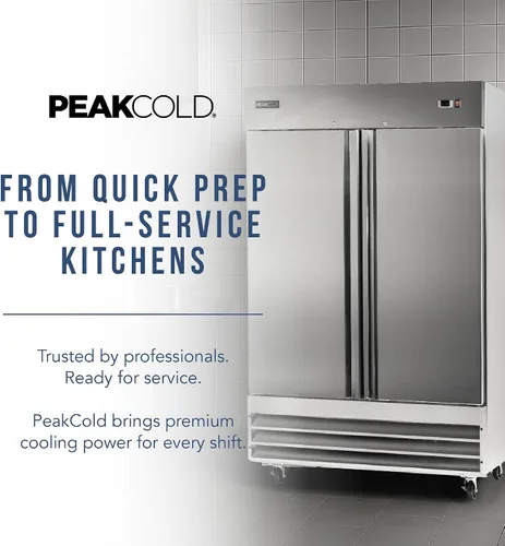 Miniatura 8 de PEAKCOLD by Iron Mountain - Alcance comercial de 2 puertas en refrigerador de acero inoxidable, interior blanco; 47 pies cúbicos, 54 pulgadas