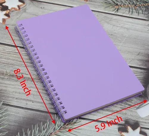 Miniatura 2 de Yansanido Cuaderno en espiral, 4 piezas de 21 cm x 15 cm, A5, de plástico grueso morado, con tapas duras, 80 hojas - 160 páginas con líneas de 8 mm