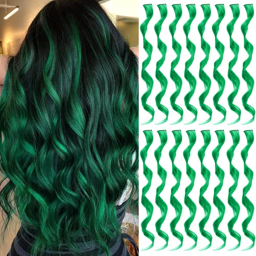 Miniatura 8 de 16 extensiones de cabello sintético rizado y ondulado con clip, para niñas y mujeres, coloridos resaltados para fiestas, cosplay, festival, regalo