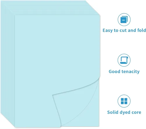 Miniatura 3 de YINUOYOUJIA 100 hojas de cartulina azul pastel de 8.5 x 11 pulgadas, papel de construcción de 92 libras para manualidades, tarjetas, invitaciones