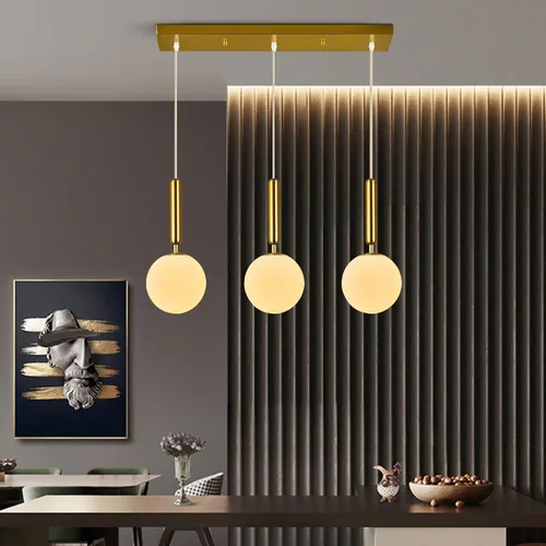 Miniatura 10 de Lámpara Colgante Moderna Accesorio de Iluminación Colgante para Isla de Cocina Luces Colgantes Doradas de Mediados de Siglo con Globo de Vidrio Oro