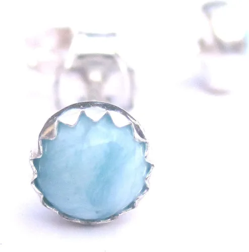 Miniatura 2 de Larimar Earrings Sky Blue Stud Gemstone 5mm Post Earrings
