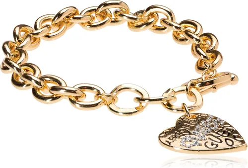 GUESS Pulsera con dije de corazón con logotipo de graffiti "básico"