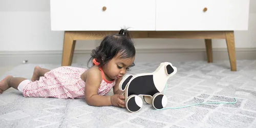 Miniatura 5 de LOVEVERY The Pull Pup Juguete de madera para empujar y jalar, madera negro/blanco/natural, juguete sostenible para niños pequeños, a partir de 18