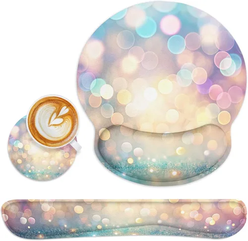 Miniatura 11 de Britimes Juego de alfombrillas ergonómicas para mouse con reposamuñecas, cielo nocturno abstracto, base de goma antideslizante, soporte para muñeca