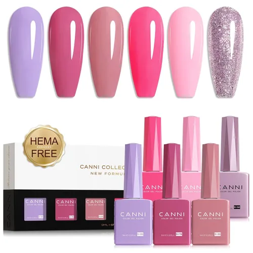 Miniatura 9 de CANNI Kit de esmalte de uñas de gel, 6 colores, rosa nude, 0.3 fl oz, tonos de piel, uñas francesas, marrón neutro, kit de uñas de gel para remojar