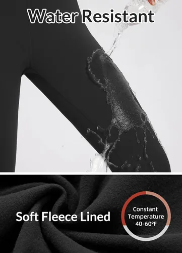 Miniatura 36 de baleaf Leggings con forro polar para mujer, impermeables, pantalones de senderismo de invierno, mallas térmicas para correr, bolsillos